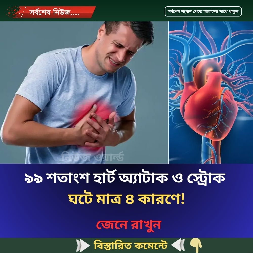 ৯৯ শতাংশ হার্ট অ্যাটাক ও স্ট্রোক ঘটে মাত্র ৪ কারণে!